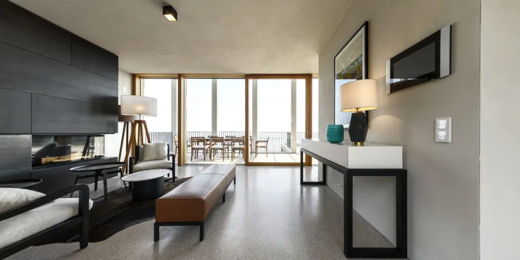 Villa David Chipperfield Ovest Wohnzimmer Mit Kamin Im Hotel Eden Reserve